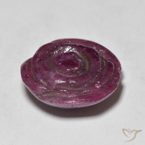 Rubino-Zoisite Magenta-rosa scuro Dark naturale da 16.50 ct, Taglio a fiore, Opaco