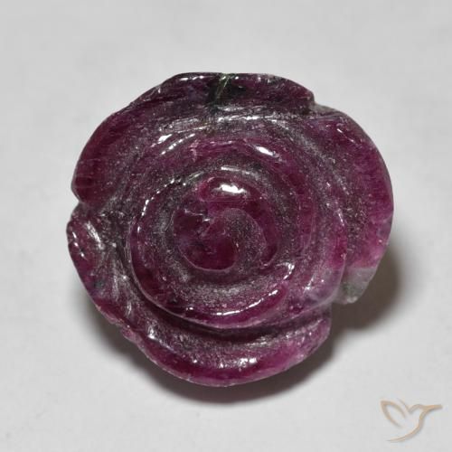 23.09ct Naturale Magenta-rosa scuro Dark Rubino-Zoisite, Taglio a fiore, Opaco