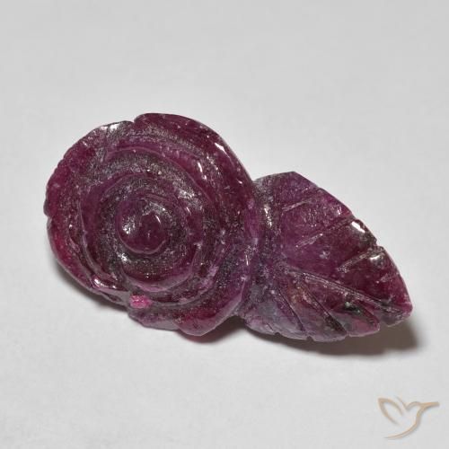 15.93ct Naturale Magenta-rosa scuro Dark Rubino-Zoisite, Taglio a fiore, Opaco