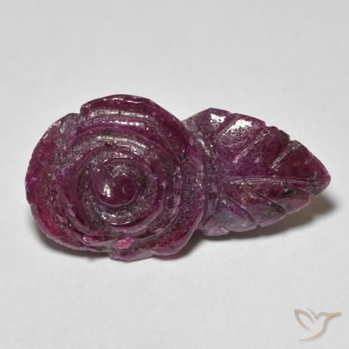 Rubino-Zoisite Magenta-rosa scuro Dark naturale da 15.93 ct, Taglio a fiore, Opaco