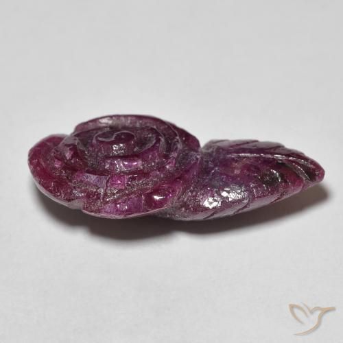 Rubino-Zoisite Magenta-rosa scuro Dark naturale da 15.93 ct, Taglio a fiore, Opaco