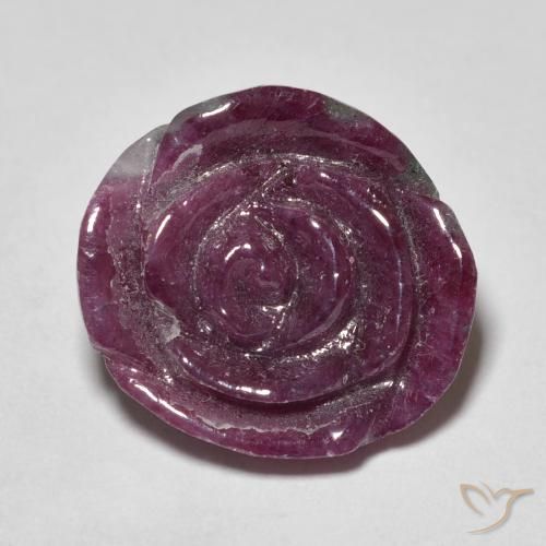 18.16ct Naturale Viola scuro Rubino-Zoisite, Taglio a fiore, Opaco