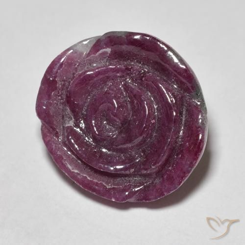 Rubino-Zoisite Viola scuro naturale da 18.16 ct, Taglio a fiore, Opaco
