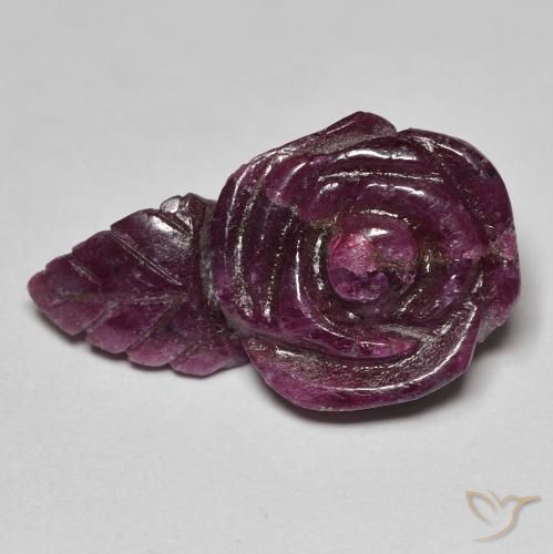 24.39ct Naturale Rosso lampone Rubino-Zoisite, Taglio a fiore, Opaco