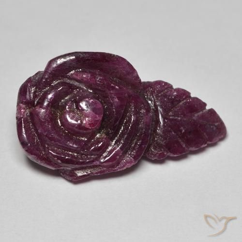 Rubino-Zoisite Rosso lampone naturale da 24.39 ct, Taglio a fiore, Opaco