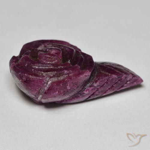 Rubino-Zoisite Rosso lampone naturale da 24.39 ct, Taglio a fiore, Opaco