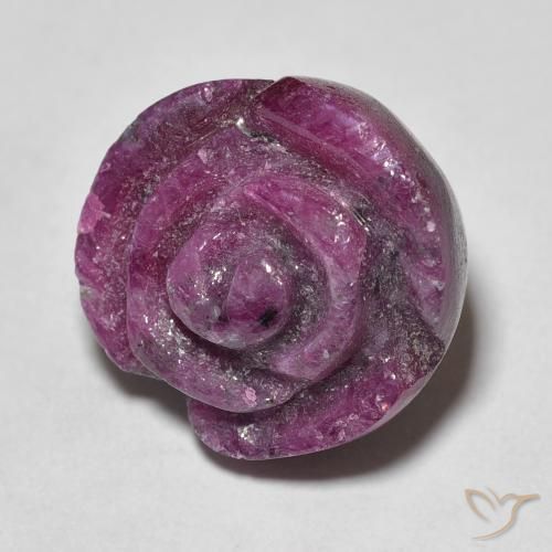 19.58ct Naturale Viola scuro Rubino-Zoisite, Taglio a fiore, Opaco