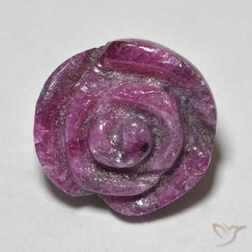 Rubino-Zoisite Viola scuro naturale da 19.58 ct, Taglio a fiore, Opaco