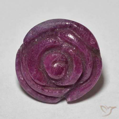17.52ct Naturale sangria viola Rubino-Zoisite, Taglio a fiore, Opaco