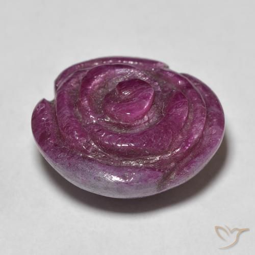 Rubino-Zoisite sangria viola naturale da 17.52 ct, Taglio a fiore, Opaco