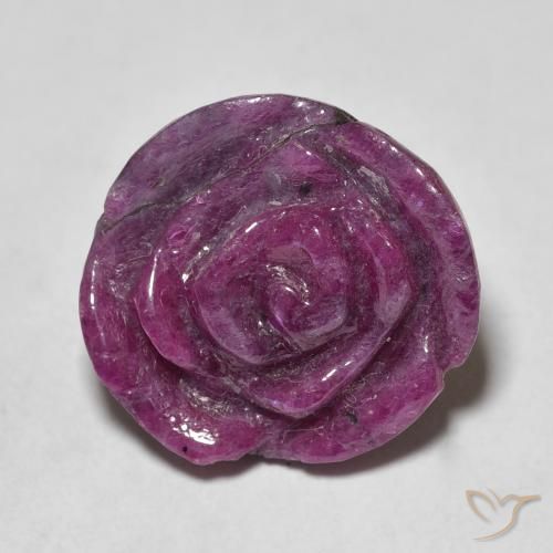 14.69ct Naturale Viola scuro Rubino-Zoisite, Taglio a fiore, Opaco