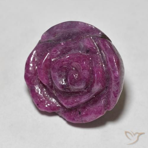 Rubino-Zoisite Viola scuro naturale da 14.69 ct, Taglio a fiore, Opaco