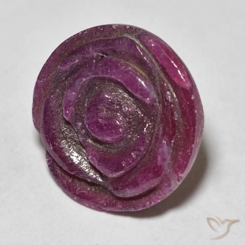 Rubino-Zoisite Medium Dark-Purple naturale da 17.44 ct, Taglio a fiore, Opaco