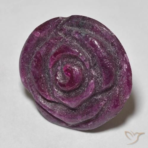 19.54ct Naturale Medium Dark-Purple Rubino-Zoisite, Taglio a fiore, Opaco