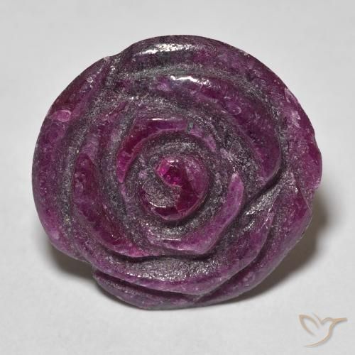 Rubino-Zoisite Medium Dark-Purple naturale da 19.54 ct, Taglio a fiore, Opaco