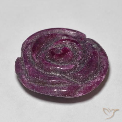 Rubino-Zoisite Medium Dark-Purple naturale da 19.54 ct, Taglio a fiore, Opaco