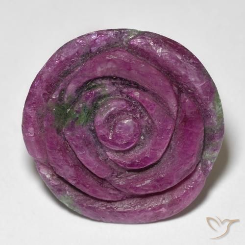 28.73ct Naturale Vino rosso Rubino-Zoisite, Taglio a fiore, Opaco