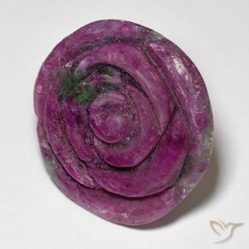 Rubino-Zoisite Vino rosso naturale da 28.73 ct, Taglio a fiore, Opaco