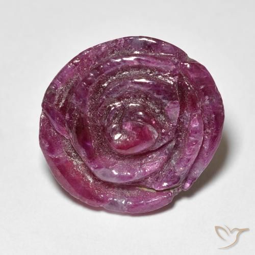 15.60ct Naturale Medium Dark-Purple Rubino-Zoisite, Taglio a fiore, Opaco, Photo A