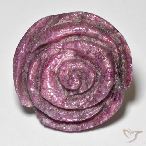 Rubino-Zoisite Medium Dark-Purple naturale da 35.76 ct, Taglio a fiore, Opaco