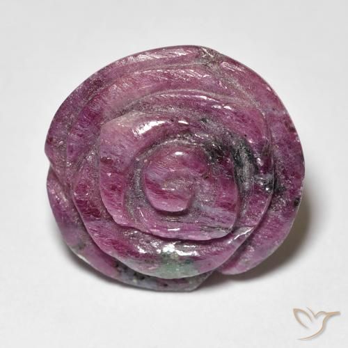 24.87ct Naturale Viola rossastro Rubino-Zoisite, Taglio a fiore, Opaco