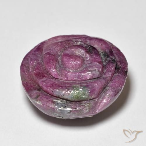 Rubino-Zoisite Viola rossastro naturale da 24.87 ct, Taglio a fiore, Opaco