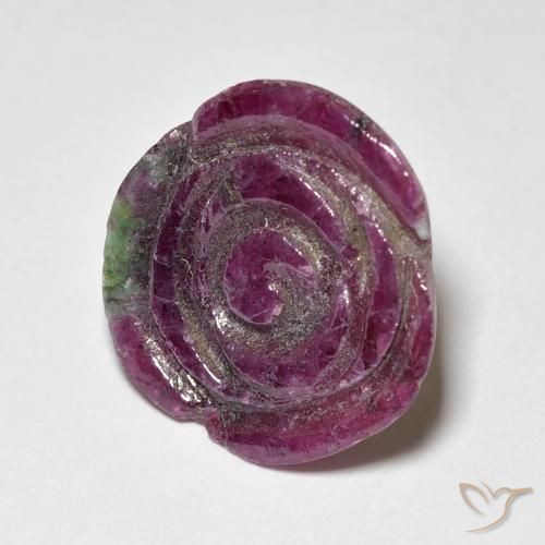 Rubino-Zoisite Medium Dark-Purple naturale da 9.01 ct, Taglio a fiore, Opaco