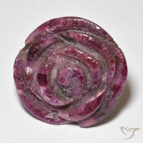 19.73ct Naturale Viola rossastro Rubino-Zoisite, Taglio a fiore, Opaco