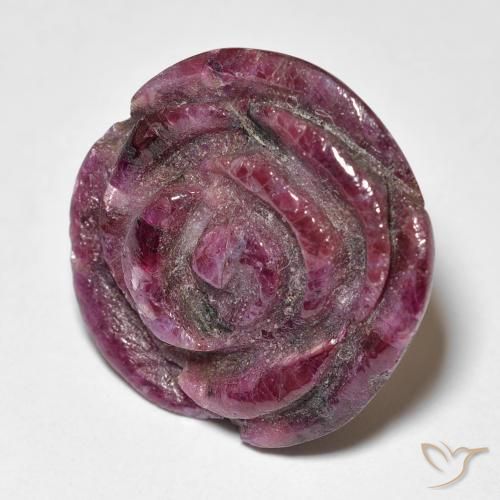 Rubino-Zoisite Viola rossastro naturale da 19.73 ct, Taglio a fiore, Opaco