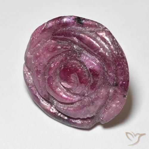 Rubino-Zoisite Viola rossastro naturale da 25.55 ct, Taglio a fiore, Opaco