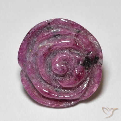18.75ct Naturale Viola rossastro Rubino-Zoisite, Taglio a fiore, Opaco