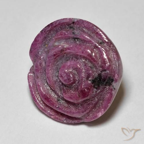 Rubino-Zoisite Viola rossastro naturale da 18.75 ct, Taglio a fiore, Opaco
