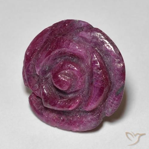 Rubino-Zoisite Magenta-Rosa naturale da 17.61 ct, Taglio a fiore, Opaco
