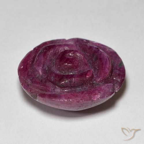 Rubino-Zoisite Magenta-Rosa naturale da 17.61 ct, Taglio a fiore, Opaco