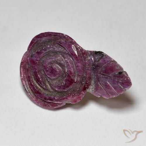 12.01ct Naturale Viola scuro Rubino-Zoisite, Taglio a fiore, Opaco