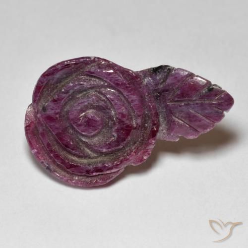 Rubino-Zoisite Viola scuro naturale da 12.01 ct, Taglio a fiore, Opaco