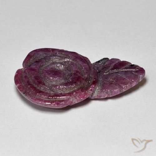 Rubino-Zoisite Viola scuro naturale da 12.01 ct, Taglio a fiore, Opaco