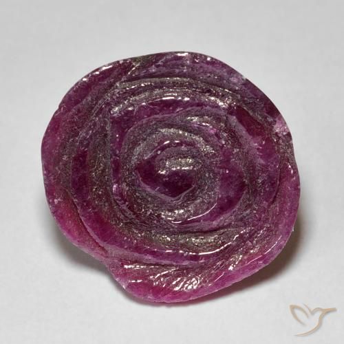 12.46ct Naturale Medium Dark Reddish-Purple Rubino-Zoisite, Taglio a fiore, Opaco