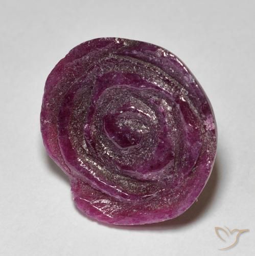 Rubino-Zoisite Medium Dark Reddish-Purple naturale da 12.46 ct, Taglio a fiore, Opaco