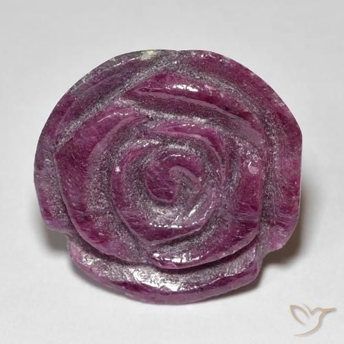 24.97ct Naturale Medium Dark-Purple Rubino-Zoisite, Taglio a fiore, Opaco