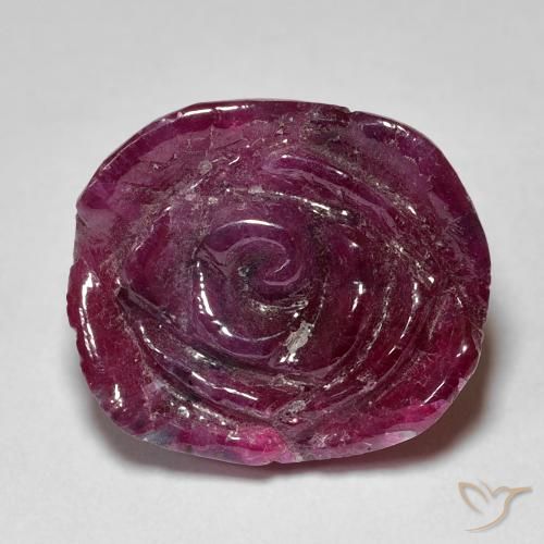 Rubino-Zoisite Medium Dark Reddish-Purple naturale da 18.36 ct, Taglio a fiore, Opaco