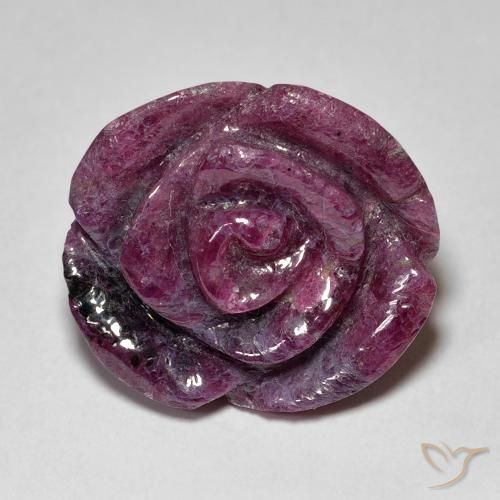 22.77ct Naturale Viola medio Rubino-Zoisite, Taglio a fiore, Opaco