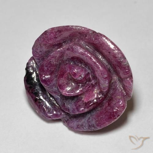 Rubino-Zoisite Viola medio naturale da 22.77 ct, Taglio a fiore, Opaco