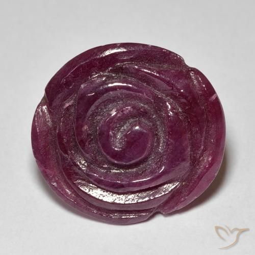 18.48ct Naturale Viola scuro Rubino-Zoisite, Taglio a fiore, Opaco