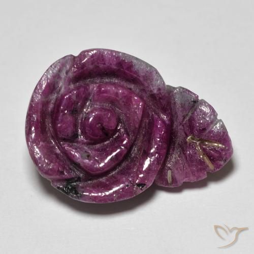 20.09ct Naturale Rosso scuro Rubino-Zoisite, Taglio a fiore, Opaco