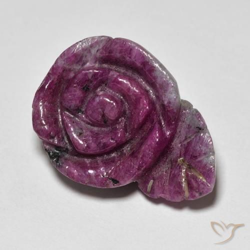 Rubino-Zoisite Rosso scuro naturale da 20.09 ct, Taglio a fiore, Opaco
