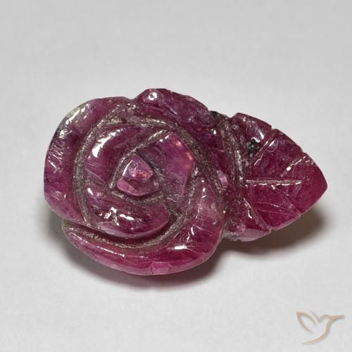 14.55ct Naturale Medium Dark Reddish-Purple Rubino-Zoisite, Taglio a fiore, Opaco