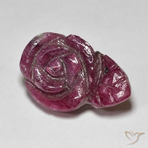 Rubino-Zoisite Medium Dark Reddish-Purple naturale da 14.55 ct, Taglio a fiore, Opaco