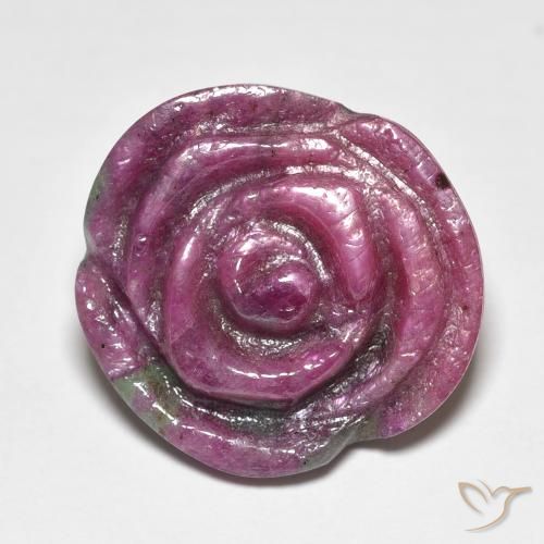 17.57ct Naturale Viola medio Rubino-Zoisite, Taglio a fiore, Opaco