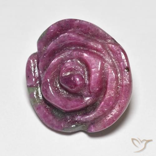 Rubino-Zoisite Viola medio naturale da 17.57 ct, Taglio a fiore, Opaco